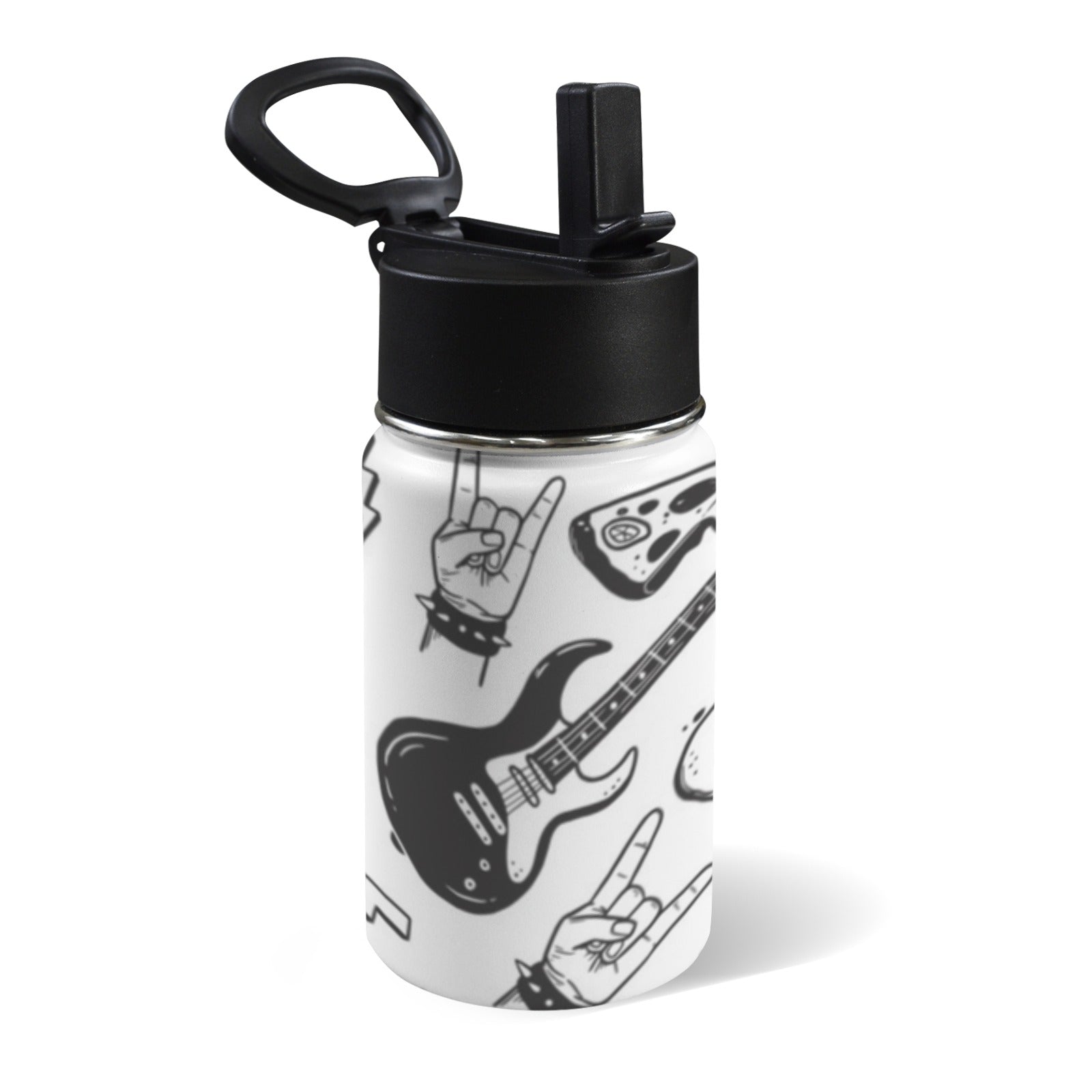 Rock Music 12oz Kids Water Bottle with Straw Lid