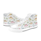 Dinosaur Garden - Kids High Top Canvas Shoes