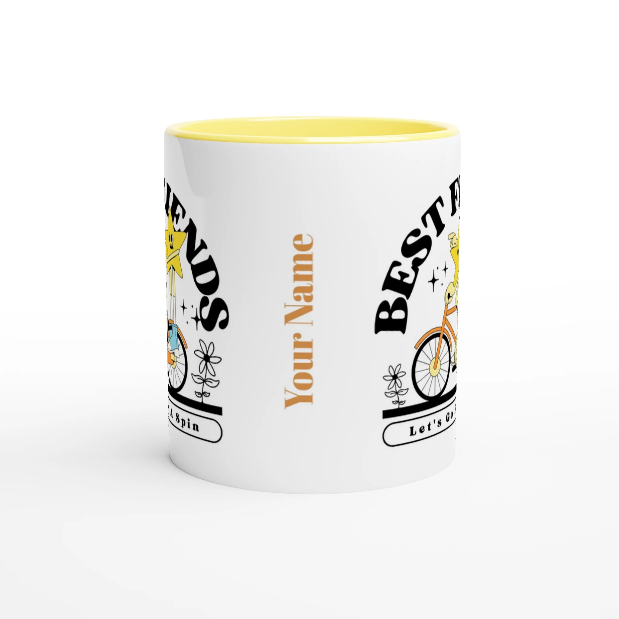 Personalised - Best Friends - White 11oz Ceramic Mug with Colour Inside Personalised 11oz Mug customise Globally Fulfilled personalise Retro