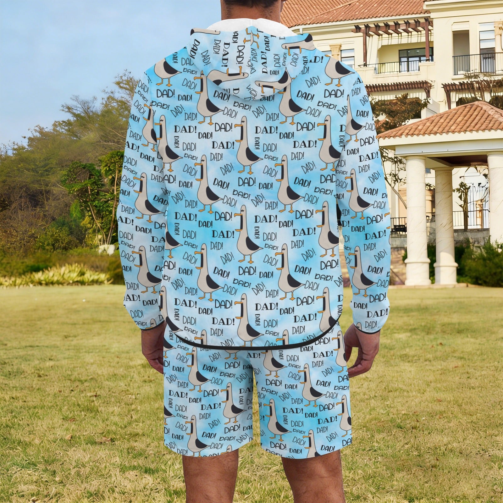 Dad Seagull Men's Lightweight Sun Hoodie & Shorts Set Men's Lightweight Sun Hoodie & Shorts animal Dad Printed Offshore