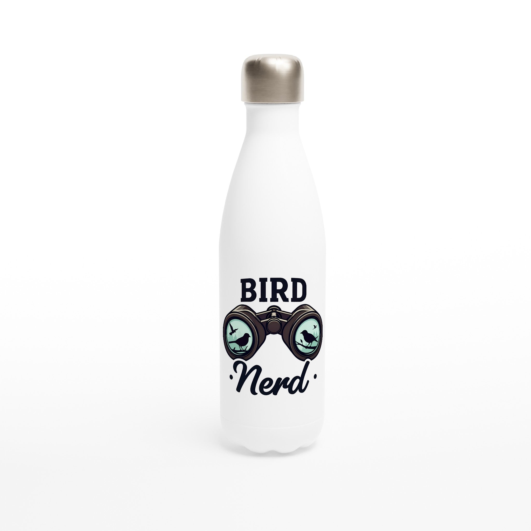 Bird Nerd - White 17oz Stainless Steel Water Bottle Default Title White Water Bottle animal Globally Fulfilled