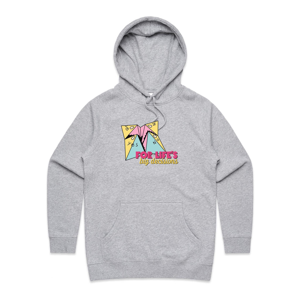 For Life's Big Decisions - Womens Hoodie Grey Marle Womens Hoodie Games Printed In Australia