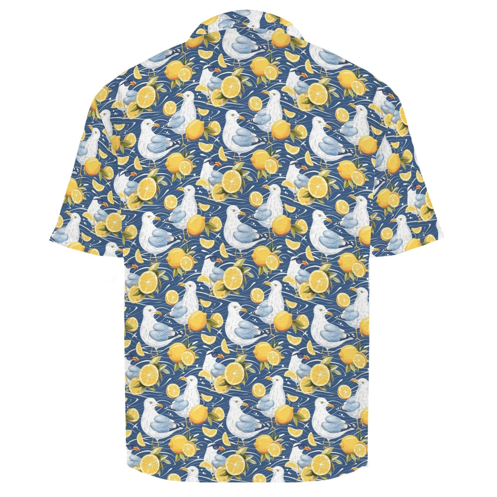 Lemon Seagull Men's Crinkle Hawaiian Shirt
