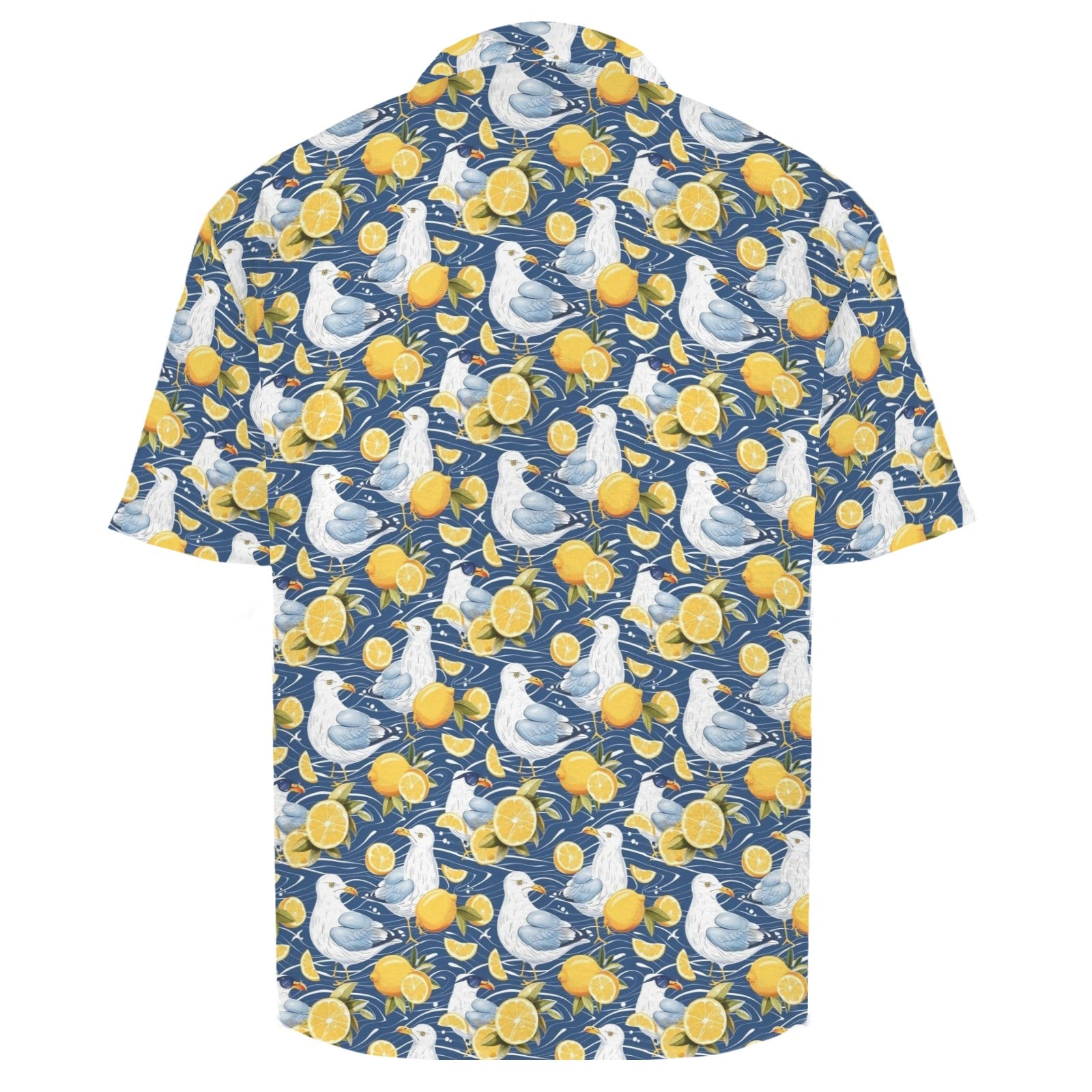 Lemon Seagull Men's Crinkle Hawaiian Shirt