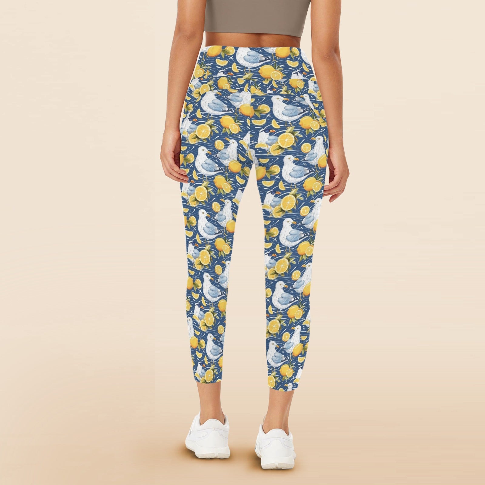 Lemon Seagull Women's High Waist Pockets Yoga Leggings Women's High Waist Pockets Yoga Leggings animal Printed Offshore