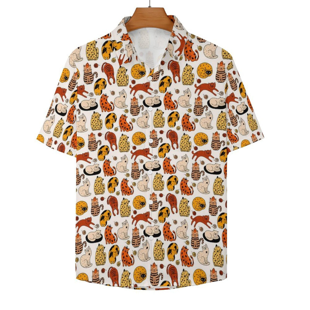 Cat Nap Women's Collared Pocketless Short Sleeve Shirt