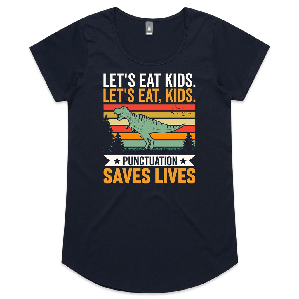 Punctuation Saves Lives, Dinosaur Women's AS Colour Scoop Neck T-Shirt