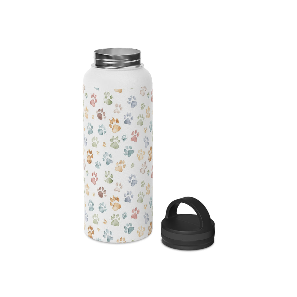 Paw Print Stainless Steel Water Bottle, Handle Lid Stainless Steel Water Bottle With Handle Lid animal Globally Fulfilled