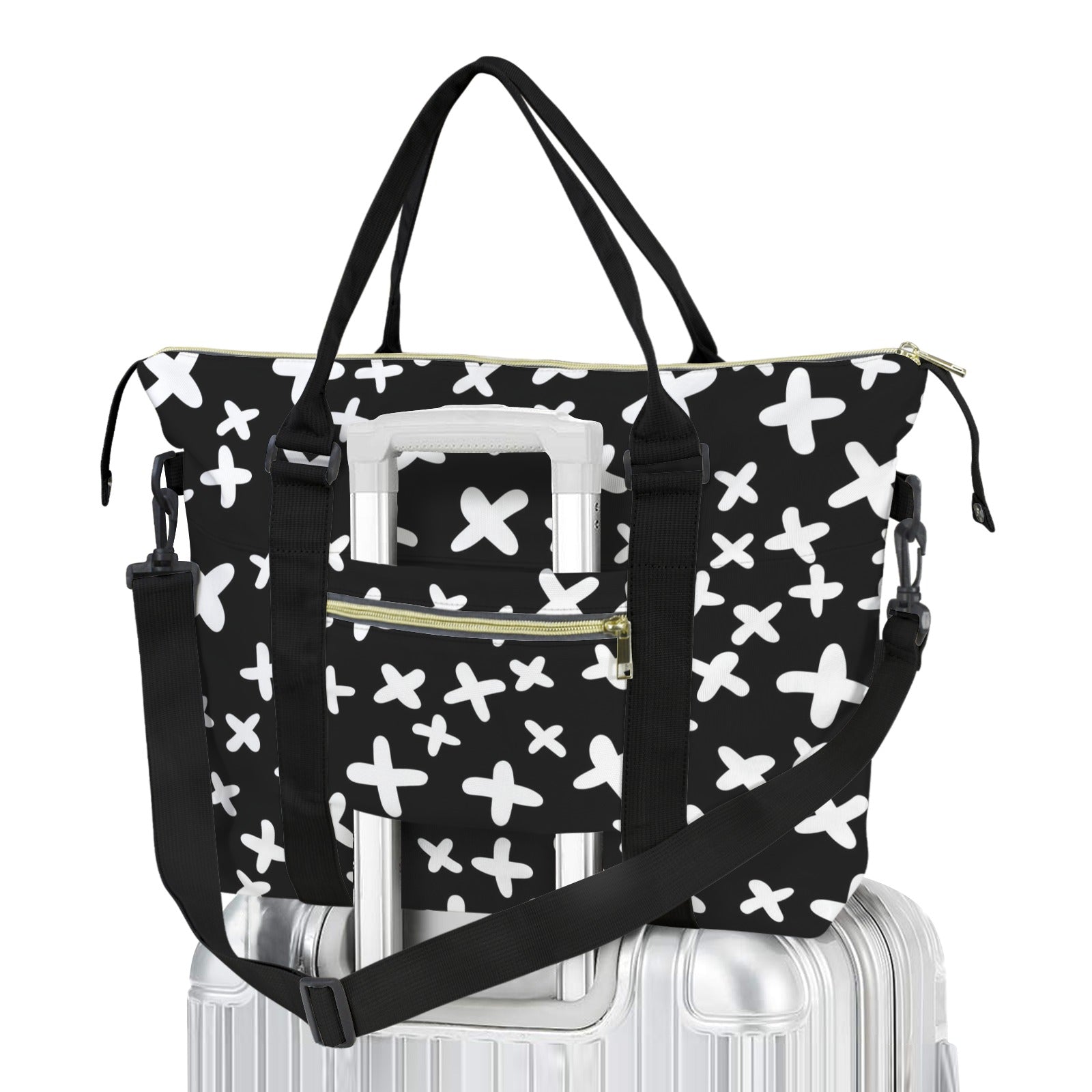 Black And White X's Duffle Bag-Simple (Model 1715) One Size Duffle Bag-Simple (1715)