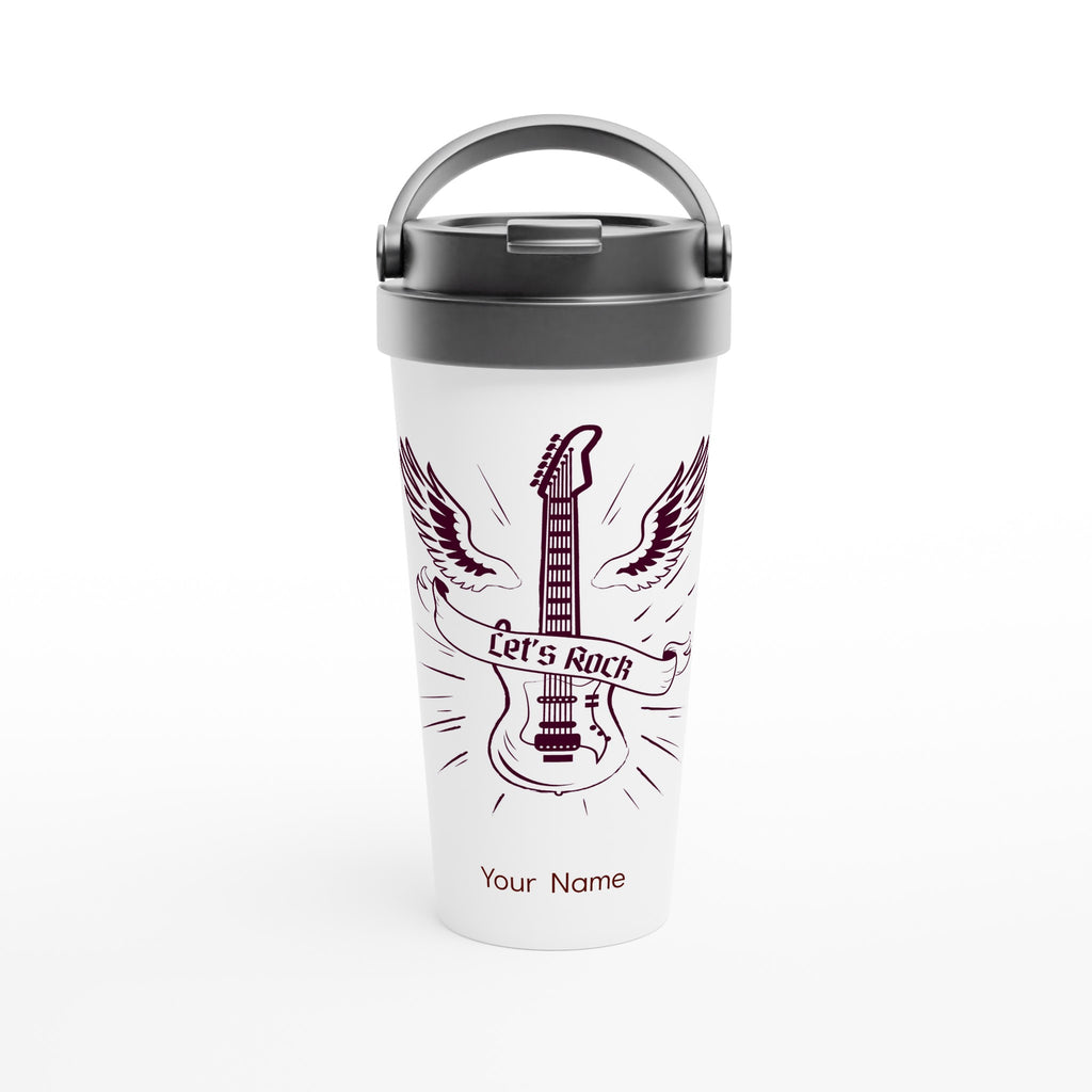 Personalised - Let's Rock - White 15oz Stainless Steel Travel Mug Default Title Personalised Travel Mug Globally Fulfilled