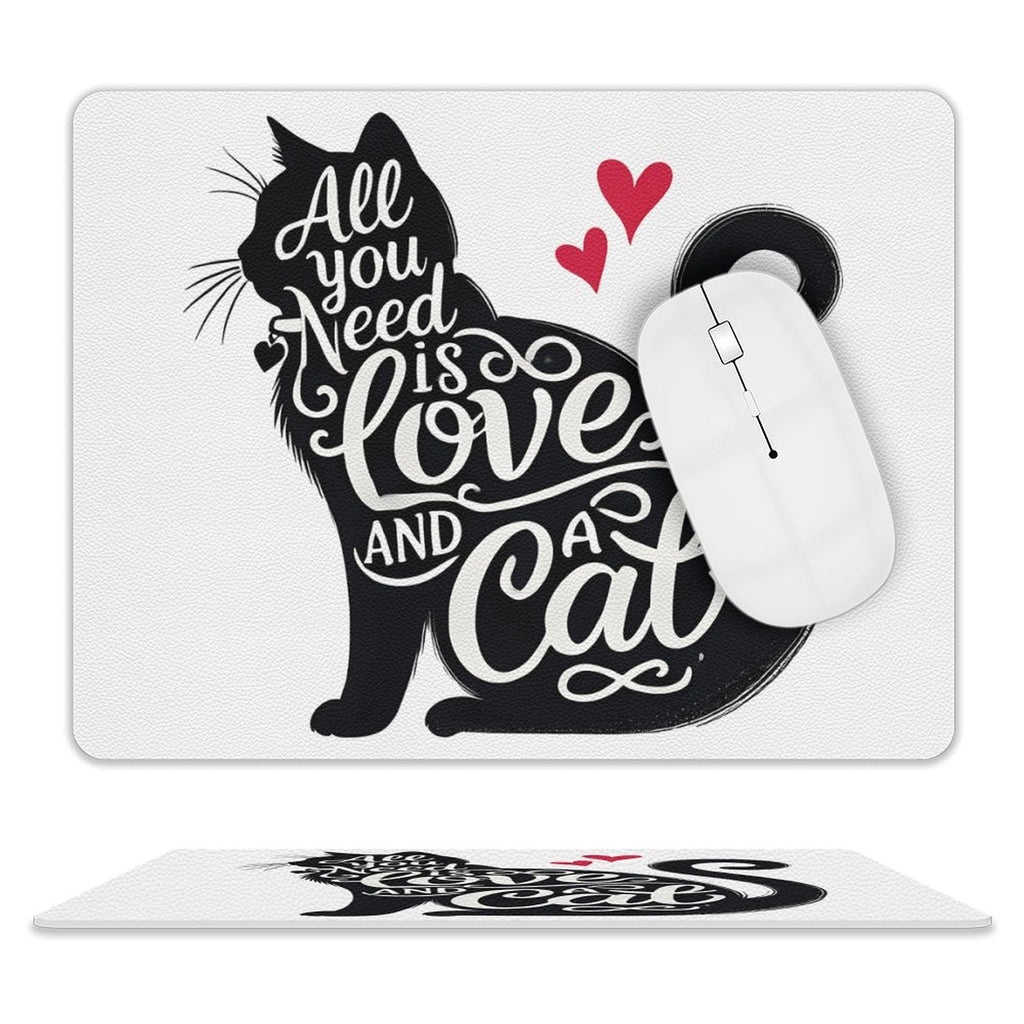 All You Need Is Love And A Cat Leather Mouse Pad white One size Leather Mouse Pad animal Printed Offshore