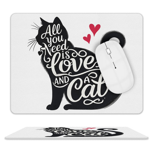 All You Need Is Love And A Cat Leather Mouse Pad white One size Leather Mouse Pad animal Printed Offshore