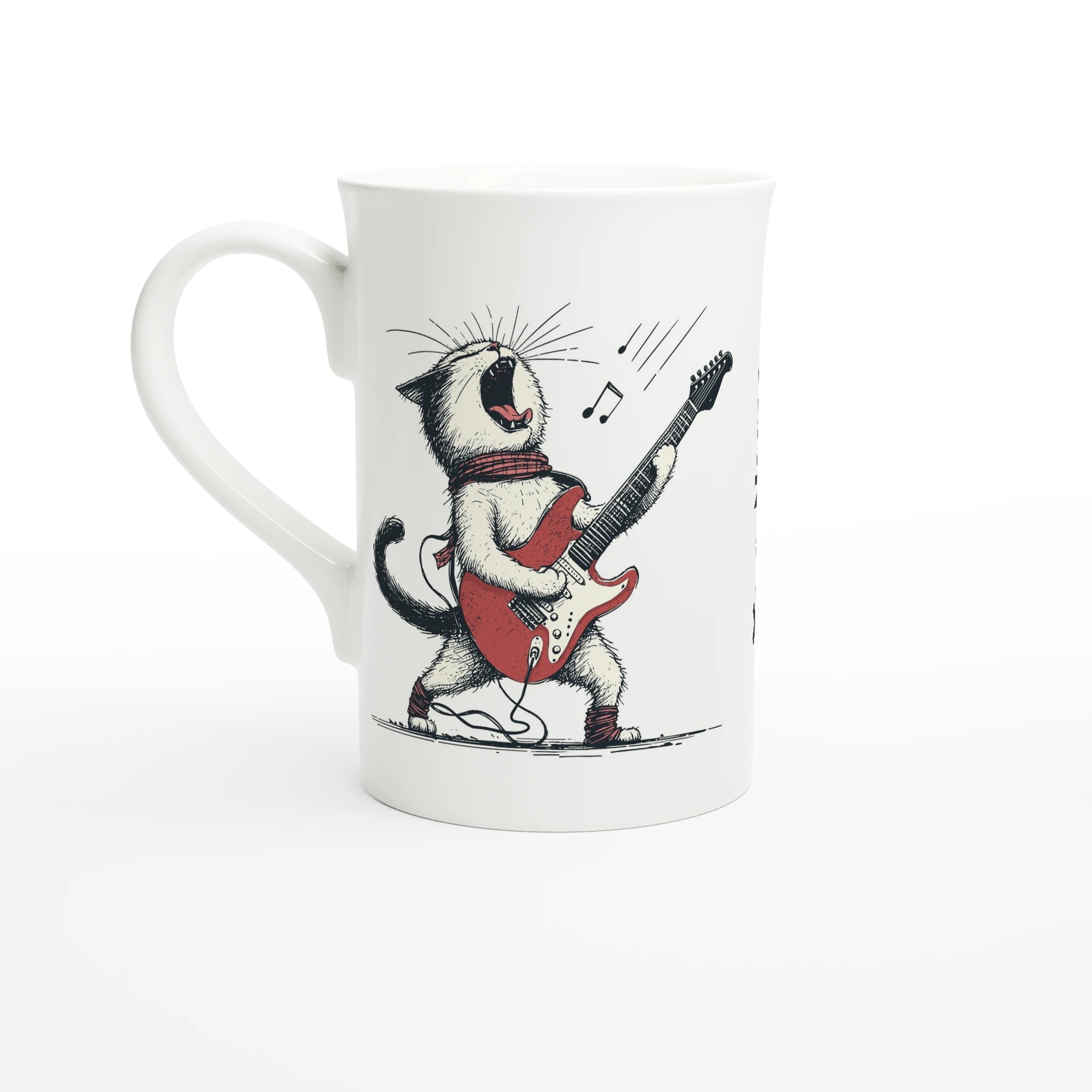 Personalised Cat Playing Guitar White 10oz Porcelain Slim Mug Default Title Personalised Porcelain Mug animal Globally Fulfilled Music
