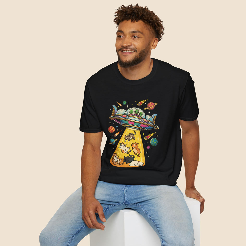 UFO Cat Abduction Unisex T-Shirt Unisex Adult T-shirt animal Globally Fulfilled Sci Fi