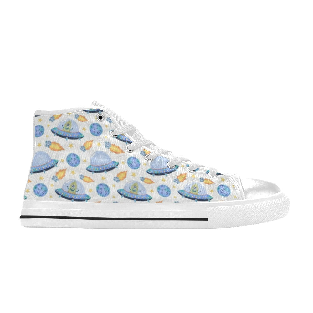 UFO's And Aliens Men's High Top Canvas Shoes Men's Classic High Top Canvas Shoes Printed Offshore Sci Fi