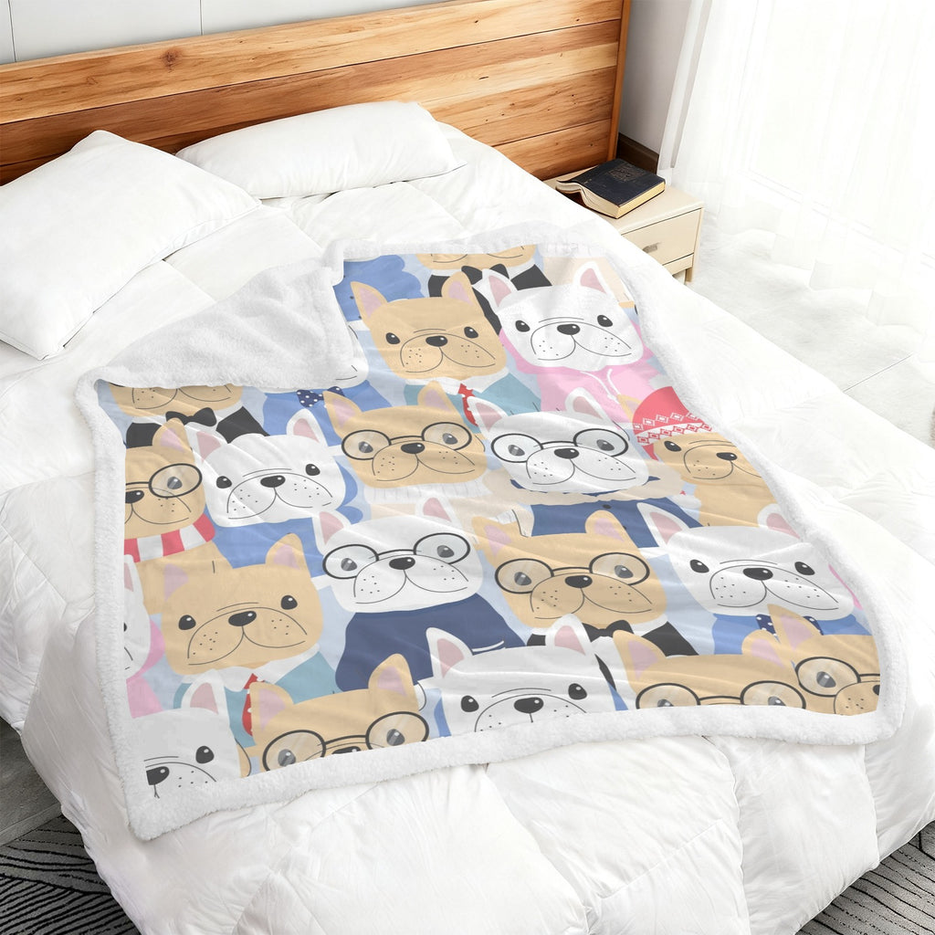 Dog Crowd - Double-Layer Fleece Blanket 51"x59"
