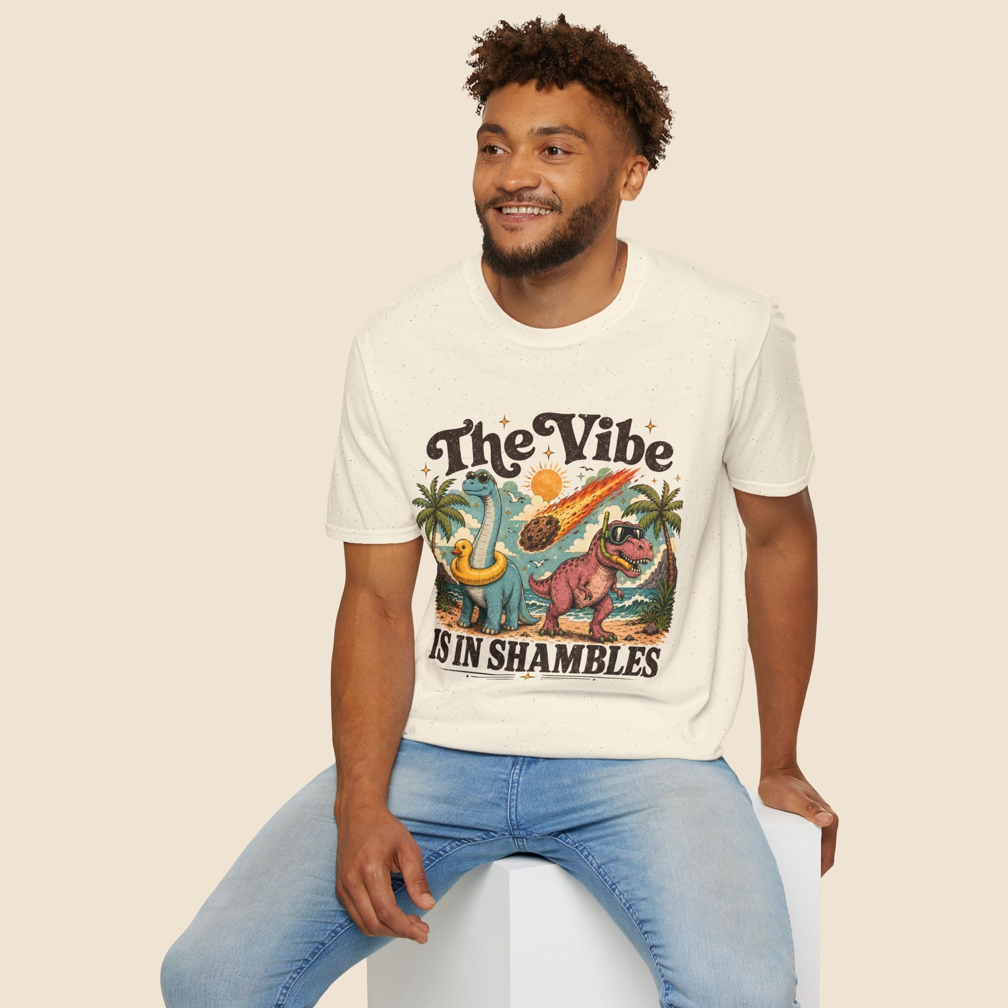 The Vibe Is In Shambles Dinosaur Extinction Unisex T-Shirt Unisex Adult T-shirt animal Globally Fulfilled