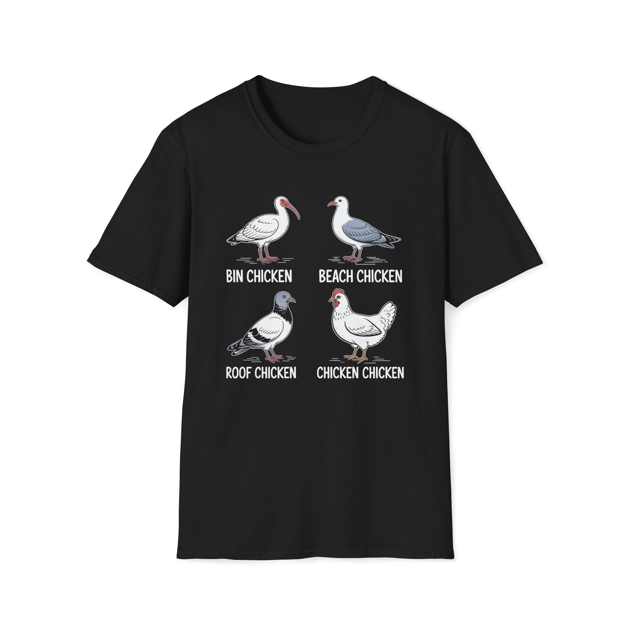 Bin Chicken Beach Chicken Chicken Types Unisex T-Shirt Black Unisex Adult T-shirt animal Birds Globally Fulfilled