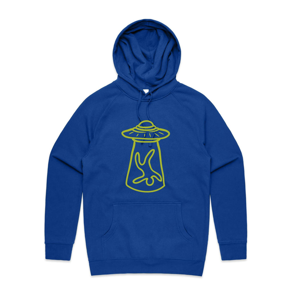 Alien Abduction, UFO - Mens Hoodie Bright Royal Mens Hoodie Printed In Australia Sci Fi