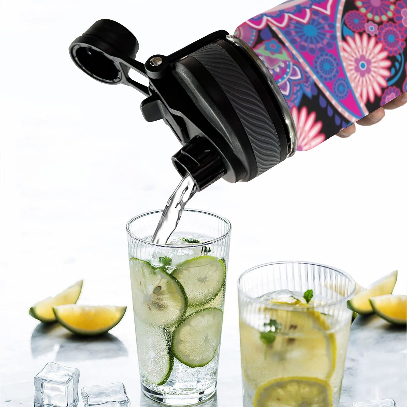 Purple Paisley - Insulated Water Bottle with Dual-Use Lid (18oz) Insulated Water Bottle with Dual-Use Lid (18oz) Printed Offshore