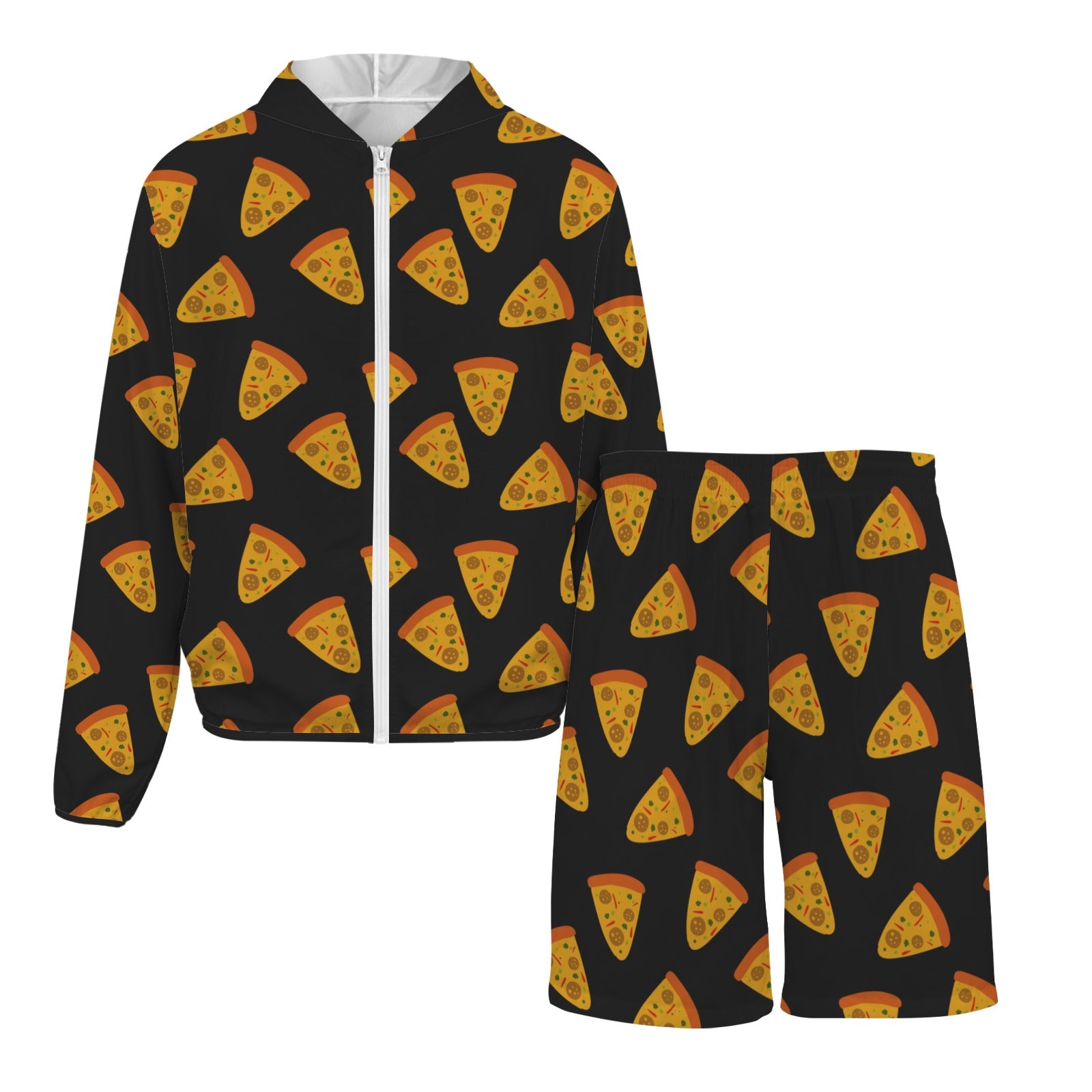 Pizzas Men's Lightweight Sun Hoodie & Shorts Set Men's Lightweight Sun Hoodie & Shorts Food Printed Offshore