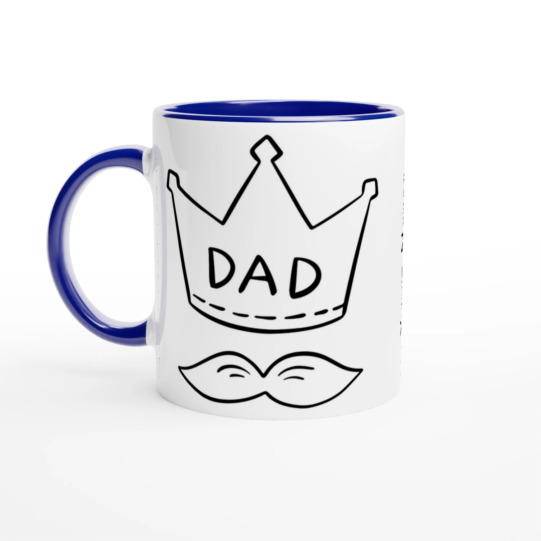 Personalised - Dad Crown And Moustache - White 11oz Ceramic Mug with Color Inside Personalised Mug Customise Dad Globally Fulfilled Personalise