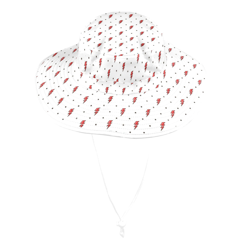 Red Lightning Wide Brim Bucket Hat Wide Brim Bucket Hat comic Printed Offshore