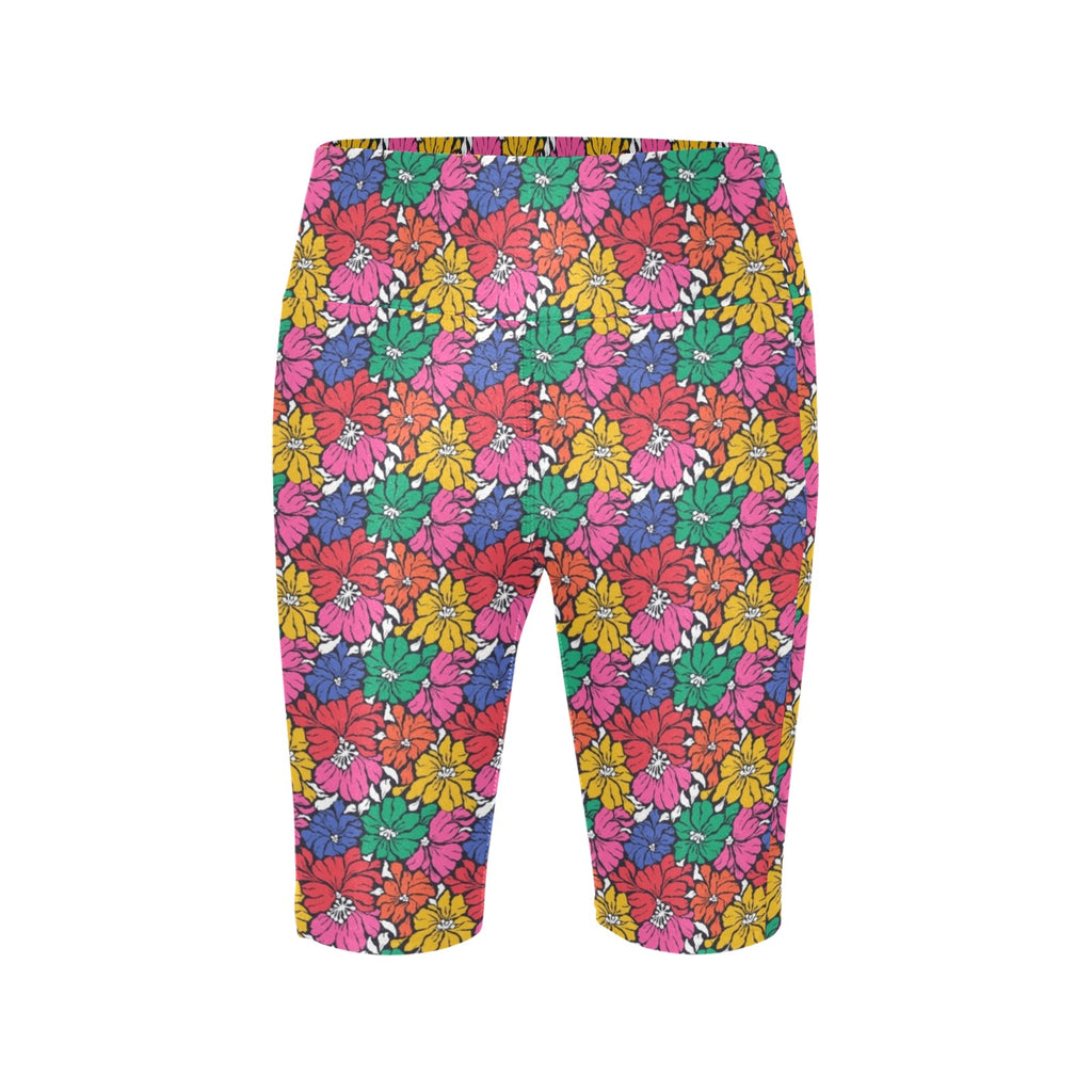 Bright And Bold Flowers Women's Bike Shorts With Side Pockets Women's Bike Shorts Plants Printed Offshore