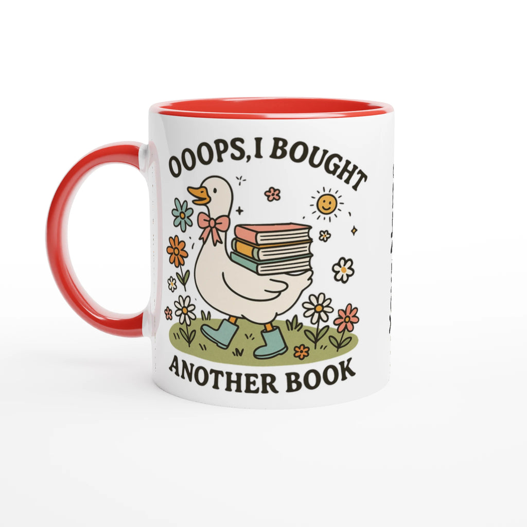 Personalised - Oops, I Bought Another Book - White 11oz Ceramic Mug with Colour Inside Ceramic Red Personalised 11oz Mug animal customise Globally Fulfilled personalise Reading