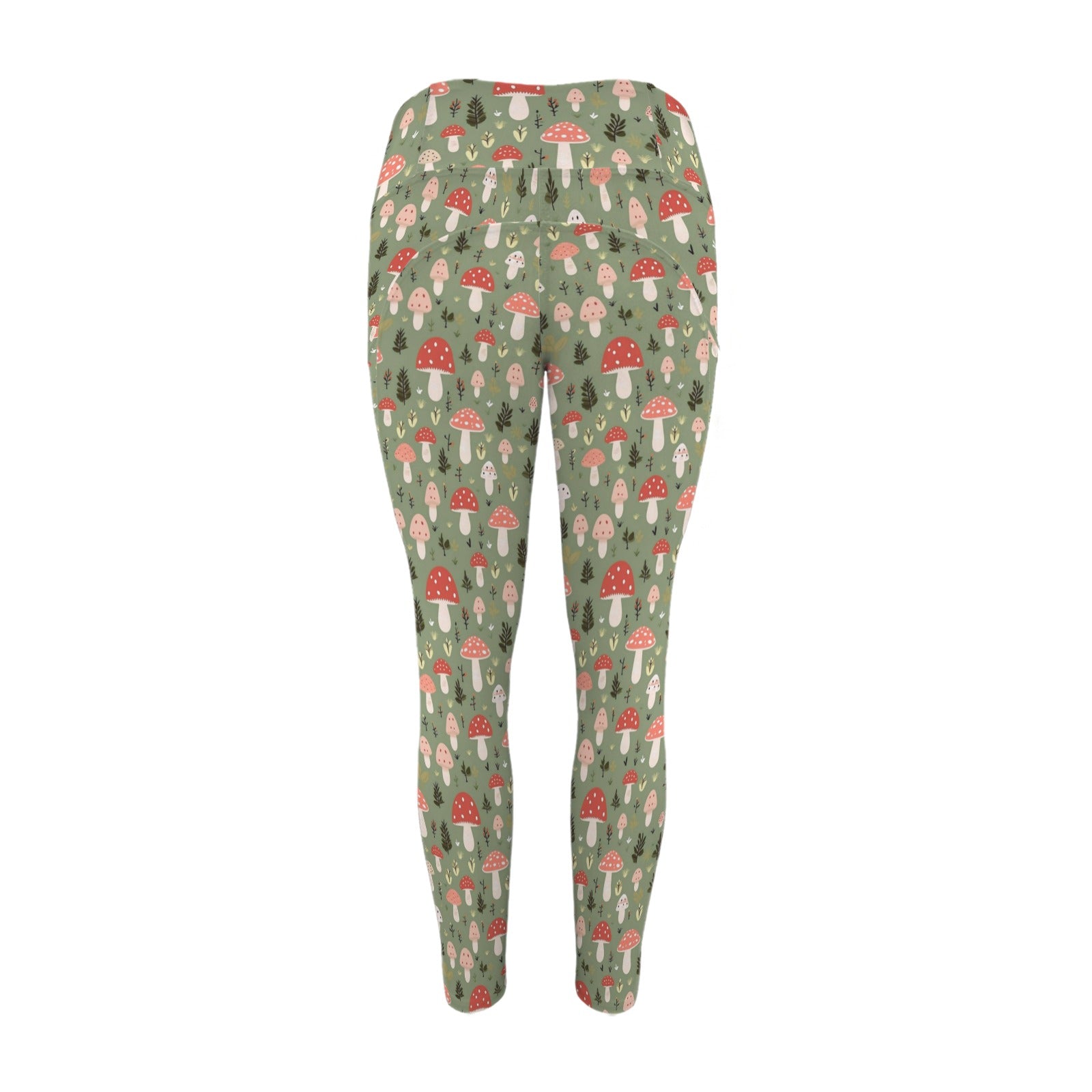 Mushroom Garden - Women's High Waist Pockets Yoga Leggings