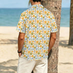 Retro Boho Flower Men's Crinkle Hawaiian Shirt