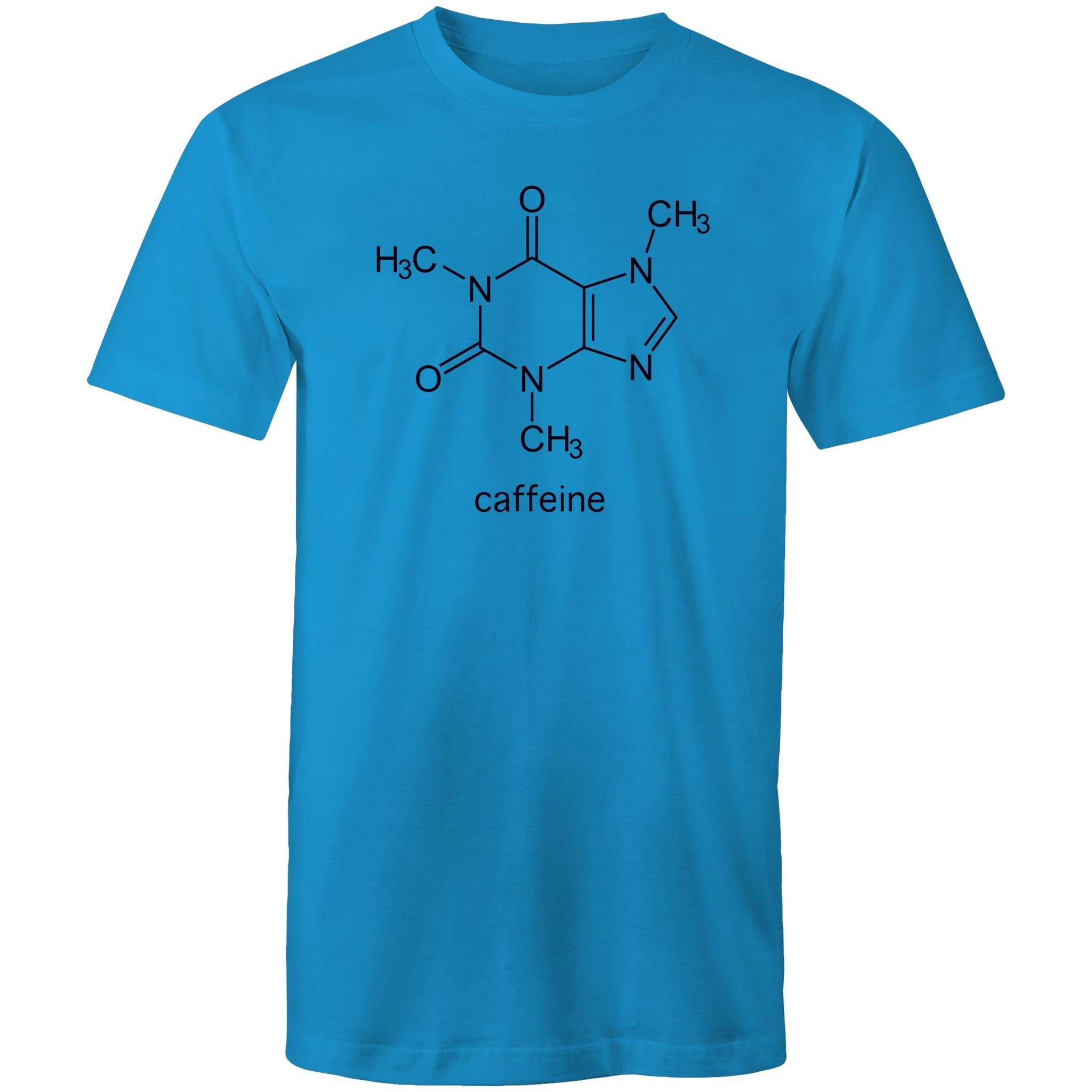 Caffeine Molecule - Mens T-Shirt Arctic Blue Mens T-shirt Coffee Printed In Australia Science