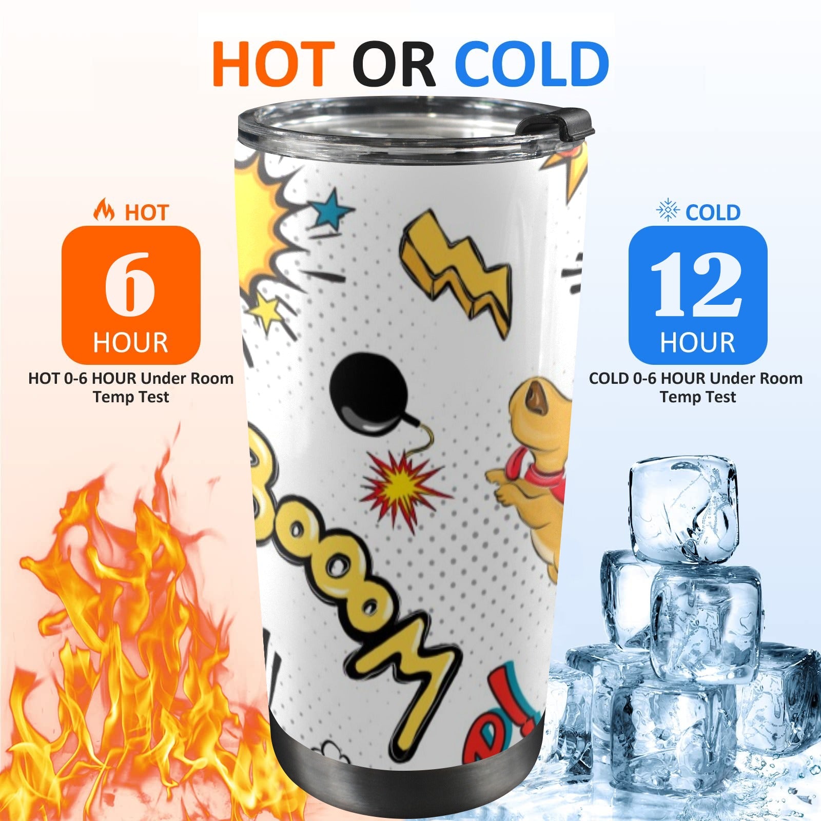 Superdog - 20oz Mobile Tumbler with Lid (Black Lock) 20oz Travel Mug comic Printed Offshore