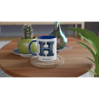 Blue Denim Initial - 11oz Ceramic Mug Personalised 11oz Mug customise Globally Fulfilled Initial Name personalise