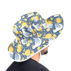 Lemon Seagull Wide Brim Bucket Hat Wide Brim Bucket Hat Birds Printed Offshore