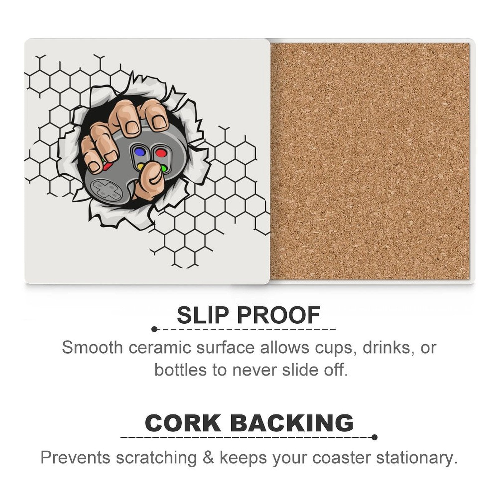 Gamer - Ceramic Coasters (Square) Ceramic Coasters Games Printed Offshore