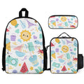 Summer Fun Three Piece Backpack Set white One size Three Piece Backpack Set Printed Offshore