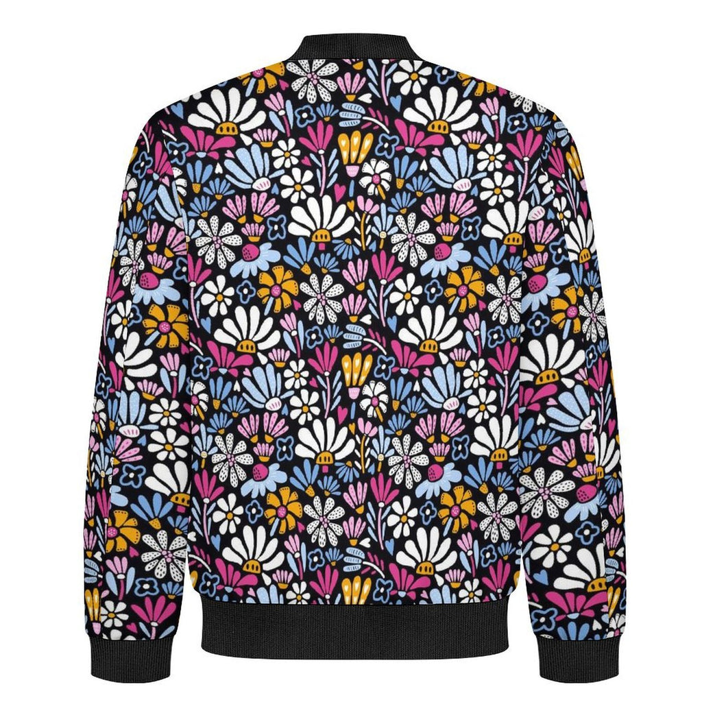 Graphic Floral Men's Casual Zip‑Up Bomber Jacket