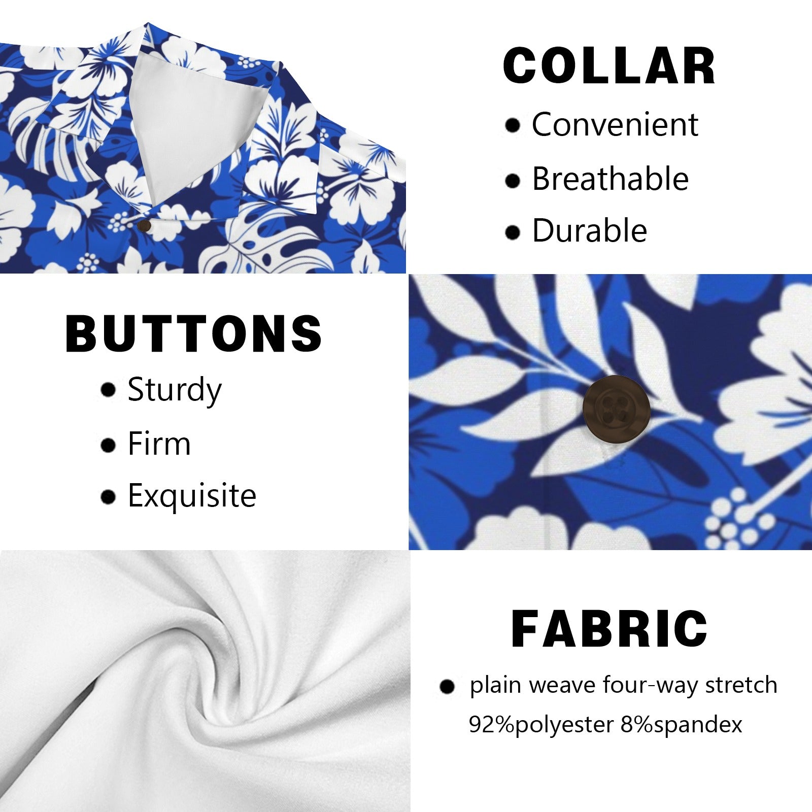 Blue Hawaiian Floral - Men's Hawaiian Shirt (Model T87)