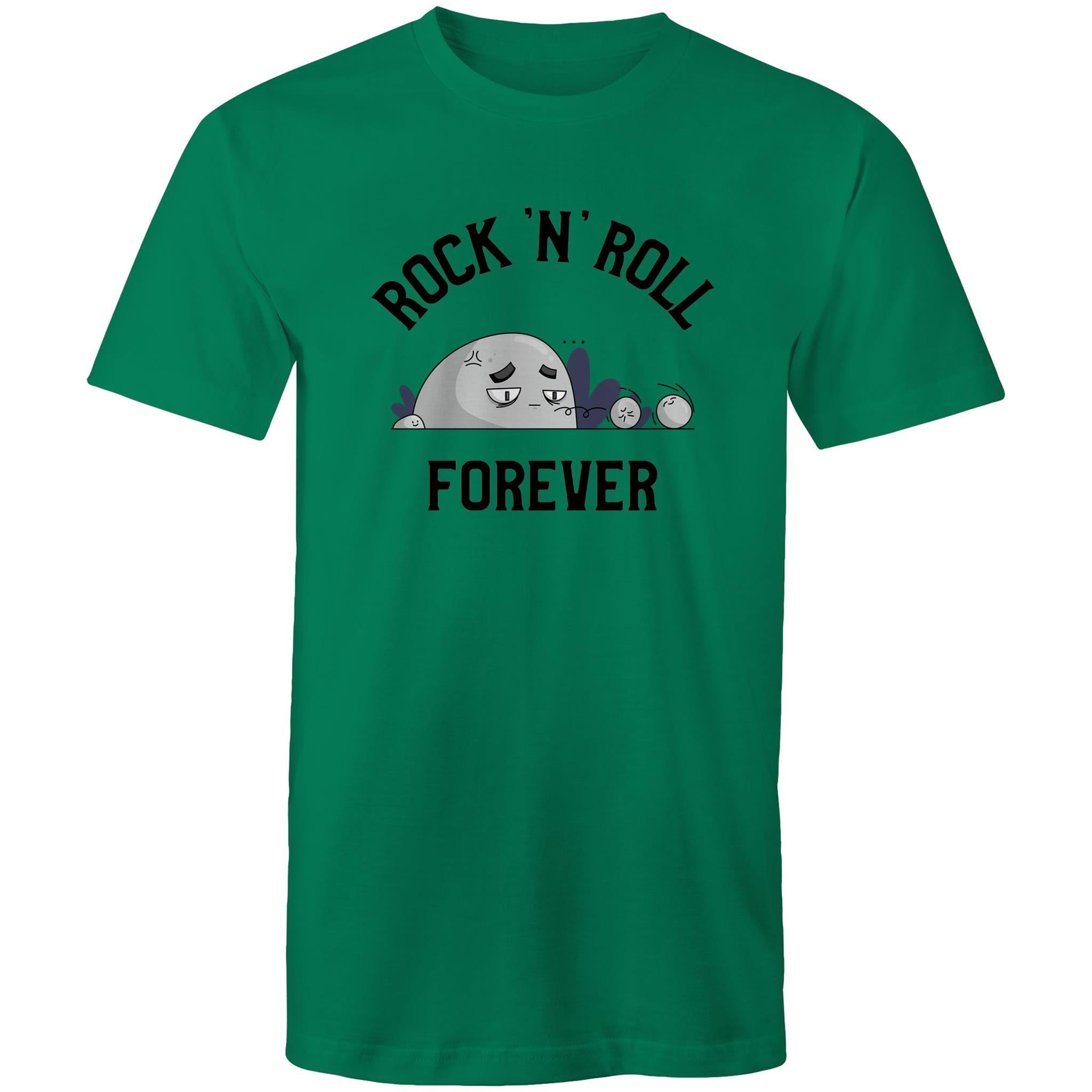 Rock And Roll Forever - Mens T-Shirt Kelly Green Mens T-shirt Music Printed In Australia