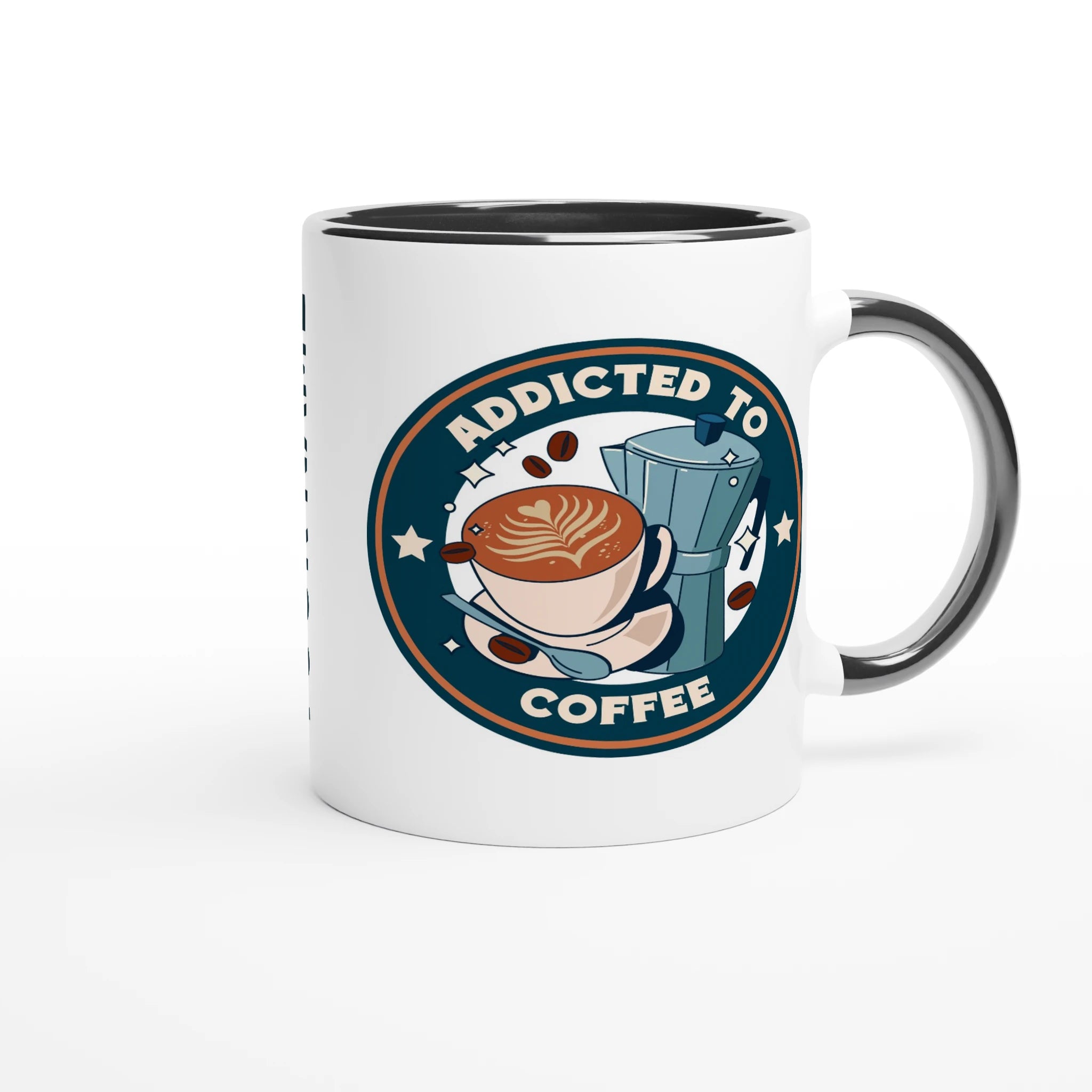Personalised - Addicted To Coffee - White 11oz Ceramic Mug with Colour Inside Personalised 11oz Mug Coffee customise Globally Fulfilled personalise