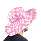 Pink Leopard Wide Brim Bucket Hat Wide Brim Bucket Hat animal Printed Offshore