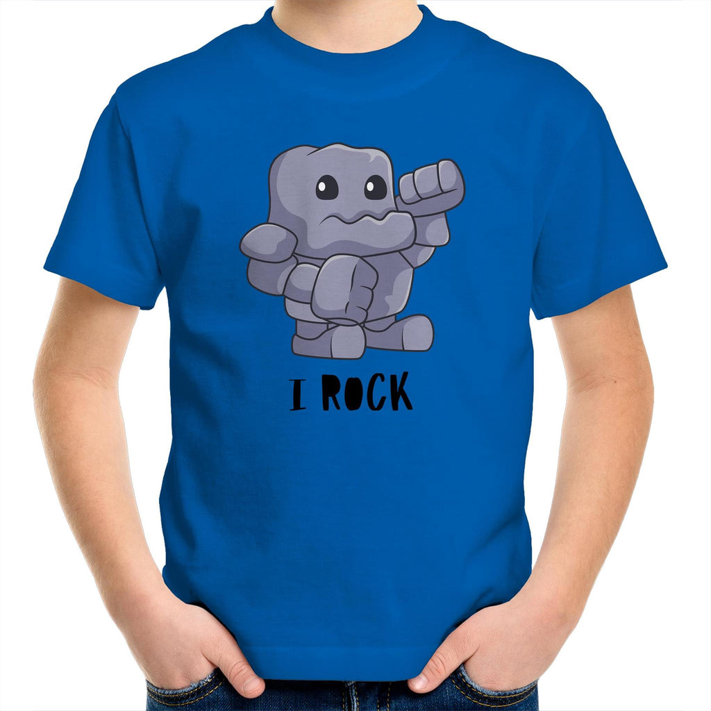 I Rock - Kids Youth T-Shirt Bright Royal Kids Youth T-shirt Music Printed In Australia