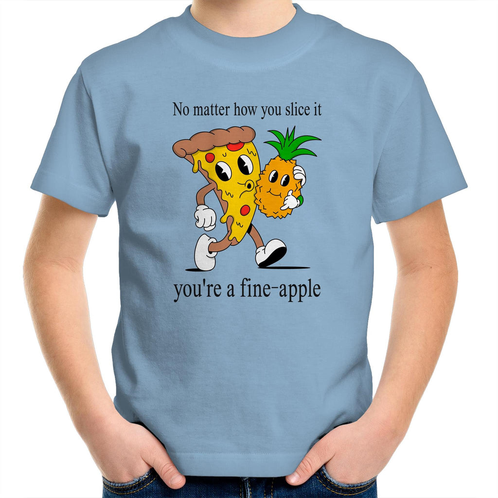 Pineapple And Pizza - Kids Youth T-Shirt Carolina Blue Kids Youth T-shirt Food Printed In Australia