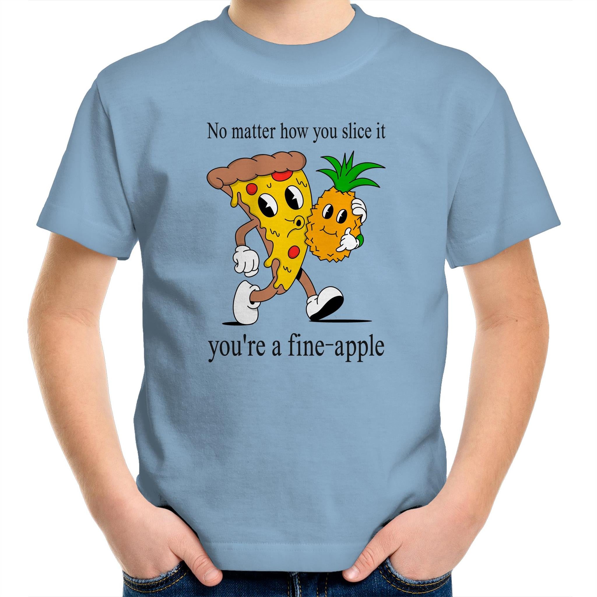 Pineapple And Pizza - Kids Youth T-Shirt Carolina Blue Kids Youth T-shirt Food Printed In Australia