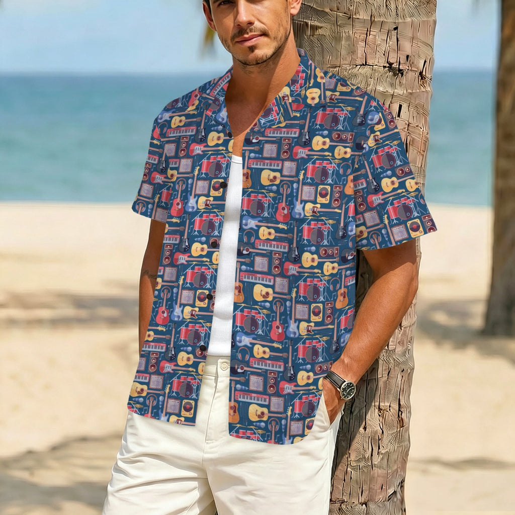 Music Instruments Men's Crinkle Hawaiian Shirt