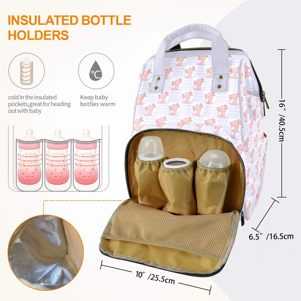 Axolotl Love Multi-Function Backpack, Nappy / Diaper Bag Multi-function Backpack, Nappy / Diaper Bag animal Printed Offshore