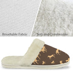 Horses Men's Fur Trim Thick-Sole Indoor Slippers Men's Fur Trimmed Slippers animal Printed Offshore