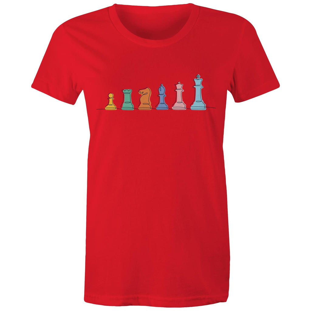 Chess - Womens T-shirt Red Womens T-shirt Chess Games Printed In Australia
