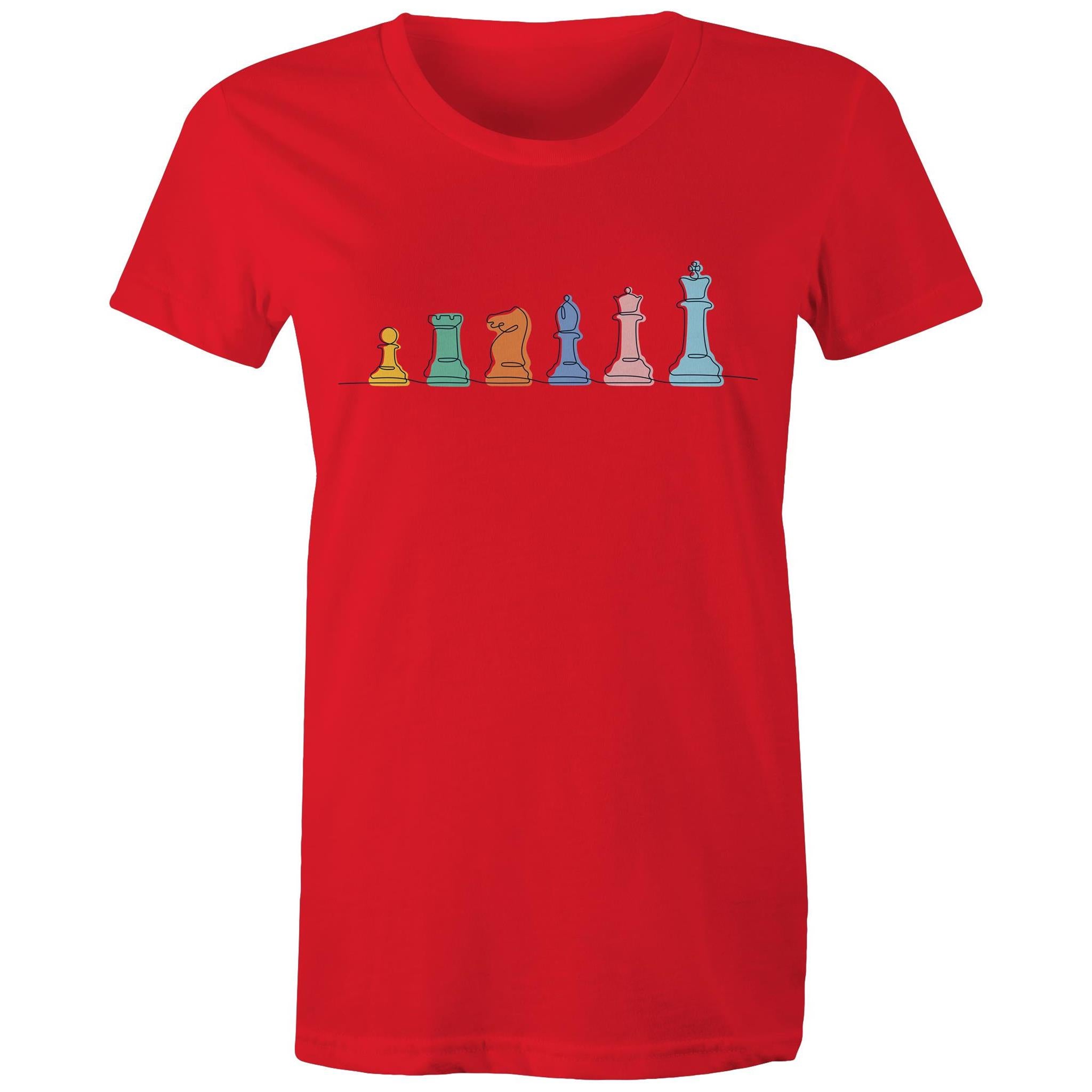 Chess - Womens T-shirt Red Womens T-shirt Chess Games Printed In Australia